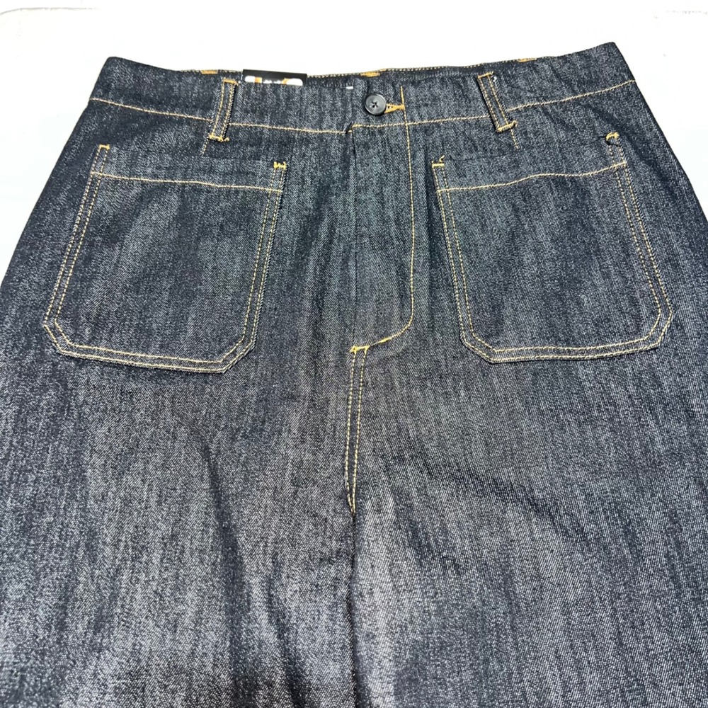 Vigoss Trouser Wide Leg Jeans Dark Wash Indigo Patch Pockets 12 VC-P03172A - Picture 7 of 12